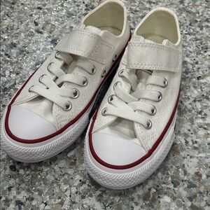 NWOT Converse Kids' Cream Canvas Sneakers with Red Trim